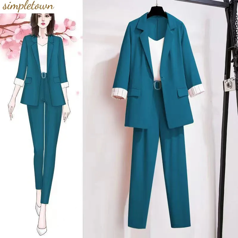 Top Trends: Spring / Summer Fashion Women's Set 2023 New Korean Edition Reduced Age Hanging Strap Slim Coat Casual Pants Three Piece Set Shoppable Styles