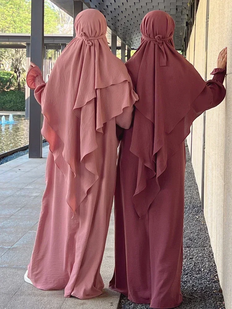 Top Trends: Ramadan Eid Hooded Abaya Jilbab 2 Piece Set Muslim Prayer Outfit Jilbabs For Women Long Khimar Hijab Dress Islamic Niqab Burka Shoppable Styles