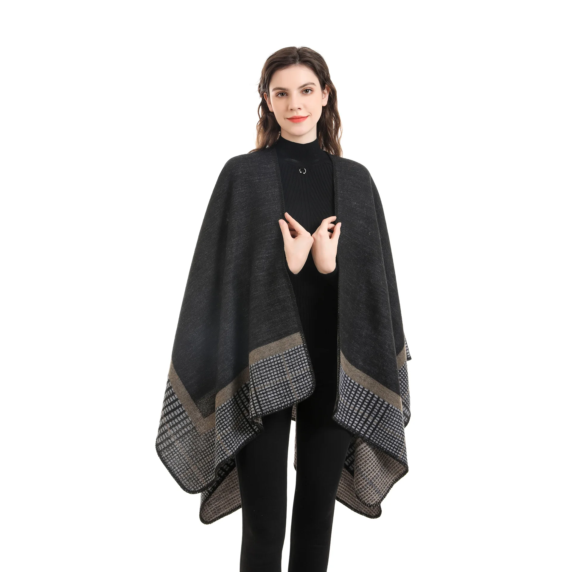 Top Trends: Women Spring Cloak Stylish Cashmere Feel Shawl Lady Classic Vintage Cape Autumn Retro Cardigan Winter Soft Large Blanket New In Shoppable Styles