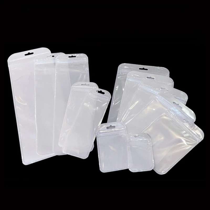 Top Trends: 50pcs Self Sealing OPP Bags With Hang Hole Thicken Transparent Frosted Plastic Packaging Pouch For DIY Jewelry Display Storage Shoppable Styles