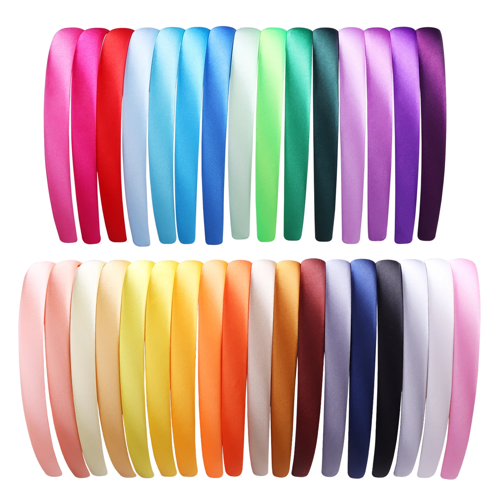 Top Trends: 1.5 / 2cm Plain Headbands Satin Craft Headband DIY Wholesale Hairband Colorful Satin Coverd Head Bands For Girls Women Shoppable Styles