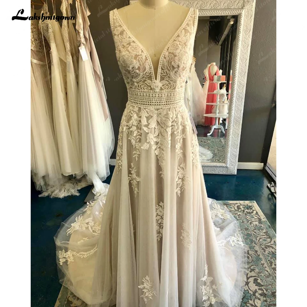 Top Trends: Lakshmigown Vestido Princess A Line Boho Lace Wedding Dress Sleeveless 2024 Open Back Beach Vestido Para Boda Playa Wedding Gown Shoppable Styles