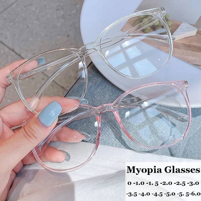 Top Trends: Blue Light Blocking Finished Women Men Myopia Glasses Vintage Round Frame Nearsighted Eyeglasses Optical Prescription Eyewear Shoppable Styles