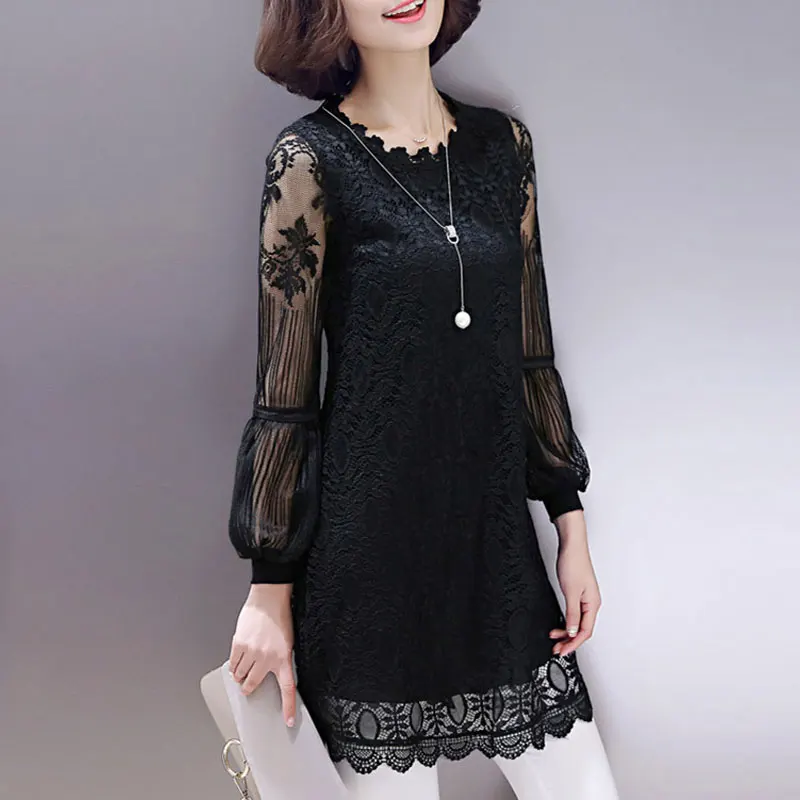 Top Trends: Elegant Lace Hollow Out Spliced Shirt Commute Straight 2023 Spring Autumn Long Sleeve Women&#039;s Clothing Round Neck Floral Blouse Shoppable Styles