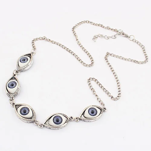 Top Trends: Vintage Punk Evil Eye Necklaces 5pcs Blue Eyeball Connect Exaggeration Multiple Dense Evil Eyes Necklace Shoppable Styles