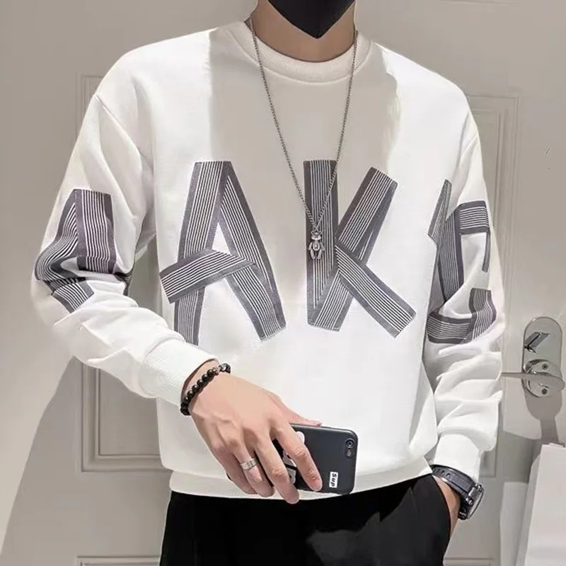 Top Trends: Fashion O-Neck Printed Casual Sweatshirt Men&#039;s Clothing 2023 Autumn New Oversized All-match Tops Long Sleeve Korean Sweatshirts Shoppable Styles