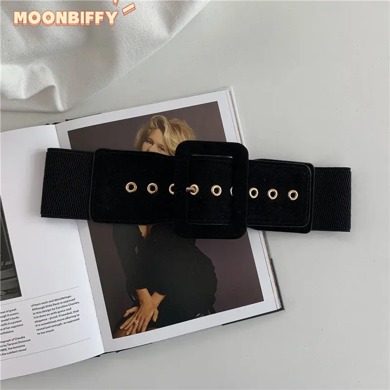 Top Trends: Suede Belts For Womens Belt Elastic Lady Clothes Korean Style Buckle Elastic Wide Belt All-match Clothes Decor 2022 Shoppable Styles - Image 5