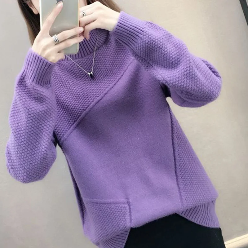 Top Trends: Fashion Half High Collar Solid Color All-match Sweaters Women&#039;s Clothing 2023 Autumn New Casual Pullovers Knitted Korean Tops Shoppable Styles