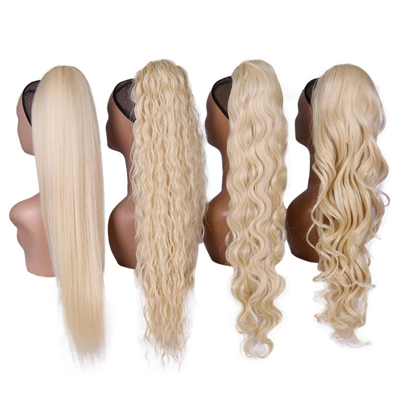 Top Trends: Blonde Synthetic Ponytail Long Wavy Braided Ponytail Hairpiece On Clip Ombre Black Brown Hair Extensions Pony Tail For Women Shoppable Styles