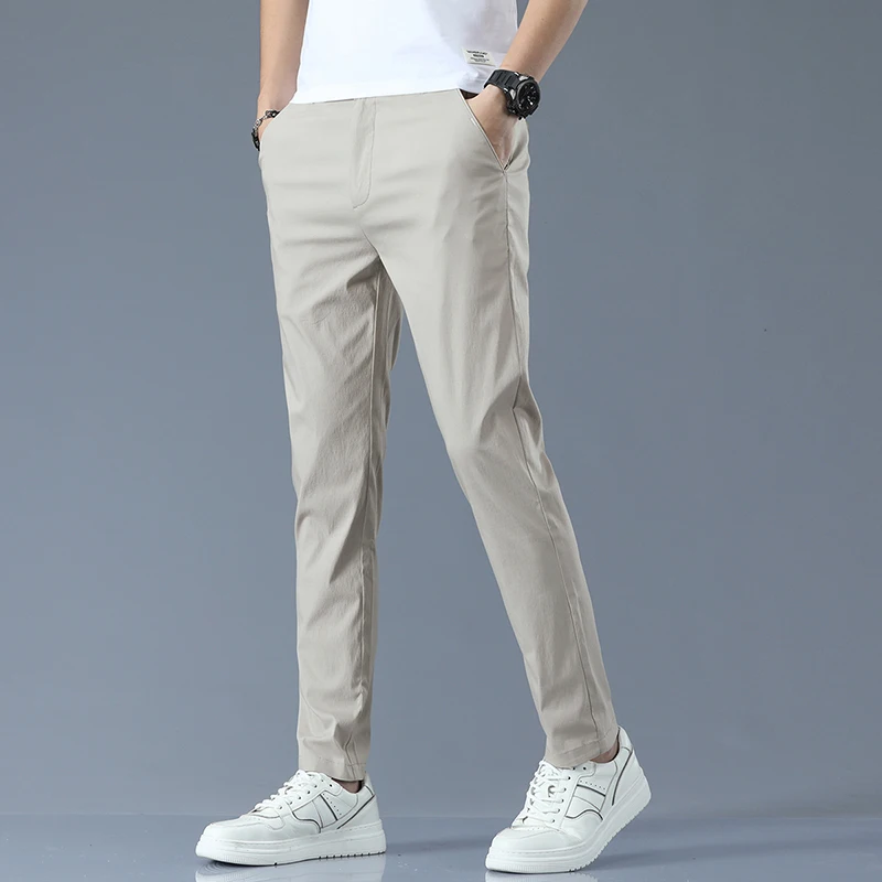 Top Trends: Slim Fit Casual Pants Men Lightweight Classic Straight Trousers For Men Breathable Cotton Joggers Business Solid Khaki Pants Shoppable Styles