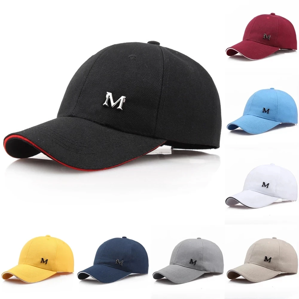 Top Trends: Unisex M Letter Baseball Caps Summer Outdoor Hip Hop Solid Cotton Snapback Cap For Men Women Fishing Running Sun Dad Hats Shoppable Styles