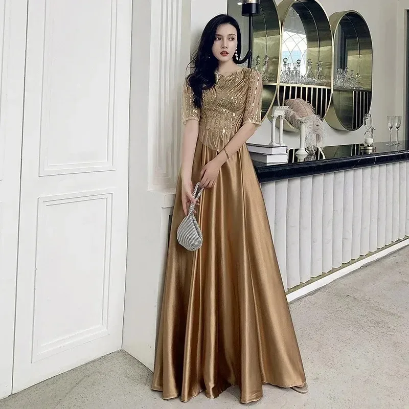 Top Trends: 2022 Autumn Women Sequins Long Satin Slip Dress Spaghetti Strap Party Dress Elegant Gold Silk Sexy Maxi Long Dress Club Wear New Shoppable Styles