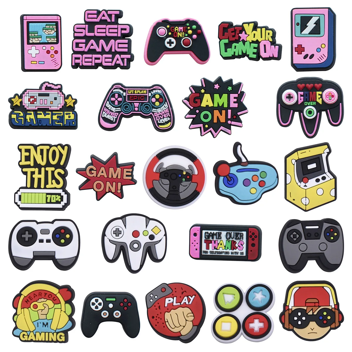 Top Trends: Hot Sale 1pcs PVC Shoe Charms For Crocs Accessories Gamepad Badge Women Clogs Buckle Kids Pins Men Decoration Jeans X-mas Gift Shoppable Styles