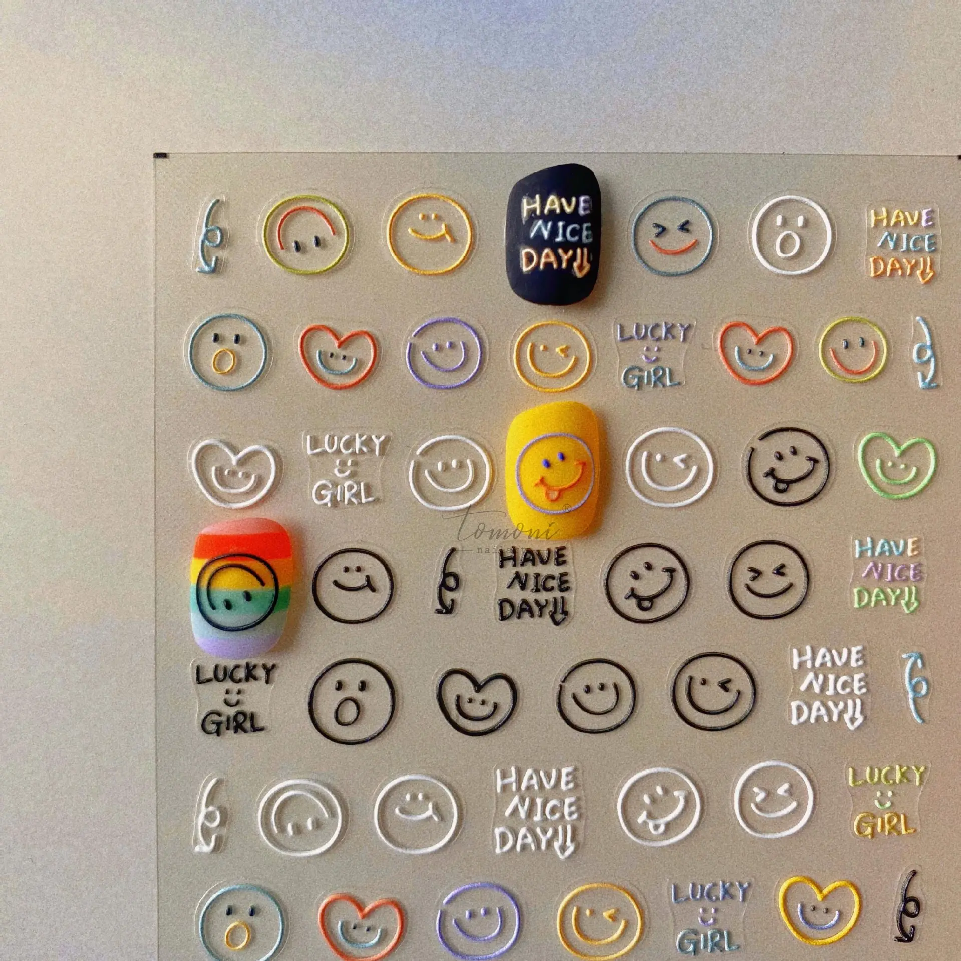 Top Trends: Smile Stickers Heart Love Bear Nail Stickers Cute 5d Embossed Letter Rainbow Smile Decals Decoration Tips DIY Manicure Shoppable Styles