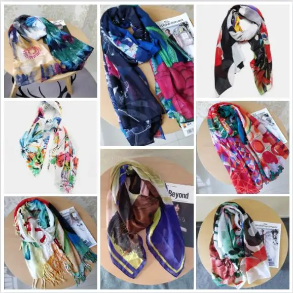 Top Trends: Foreign Trade Original Single Spanish Female Scarf Printed Floral Plants Multi-style Shawl Beach Towel Shade To Keep Wa Shoppable Styles