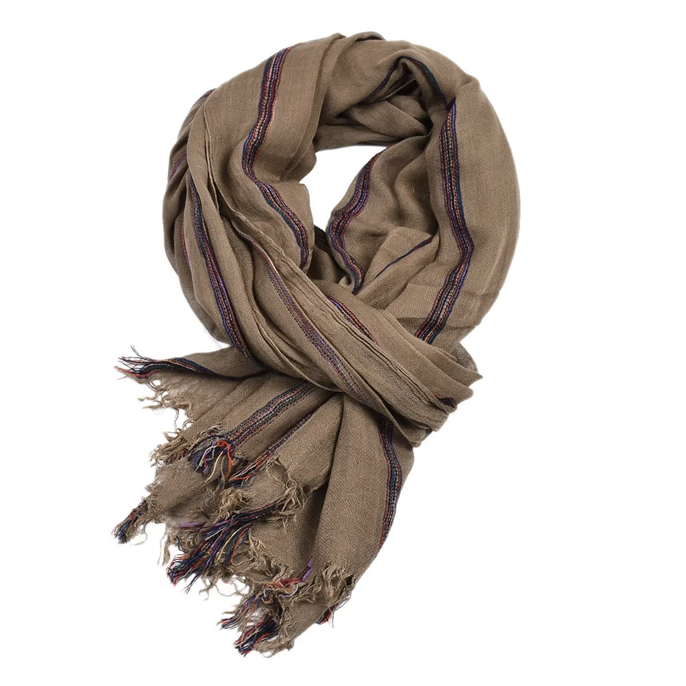 Top Trends: Cotton Linen Striped Men Scarf Autumn Winter Men&#039;s Scarves Warm Pashmina Neackerchief Male Brand Fashion Shawl Bufandas Shoppable Styles