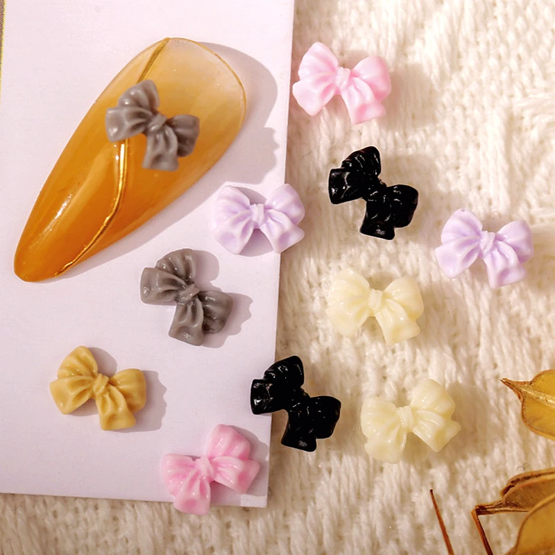 Top Trends: 50PCS Mini 3D Acrylic Nail Art Bow Charms Accessories Cute Resin Bowknot For Fake Nails Decoration Supplies Manicure Materials Shoppable Styles