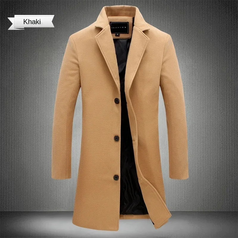 Top Trends: 2023 Spring And Autumn Long Cotton Coat New Wool Blend Pure Color Casual Business Fashion Men's Clothing Slim Windbreaker Jacket Shoppable Styles