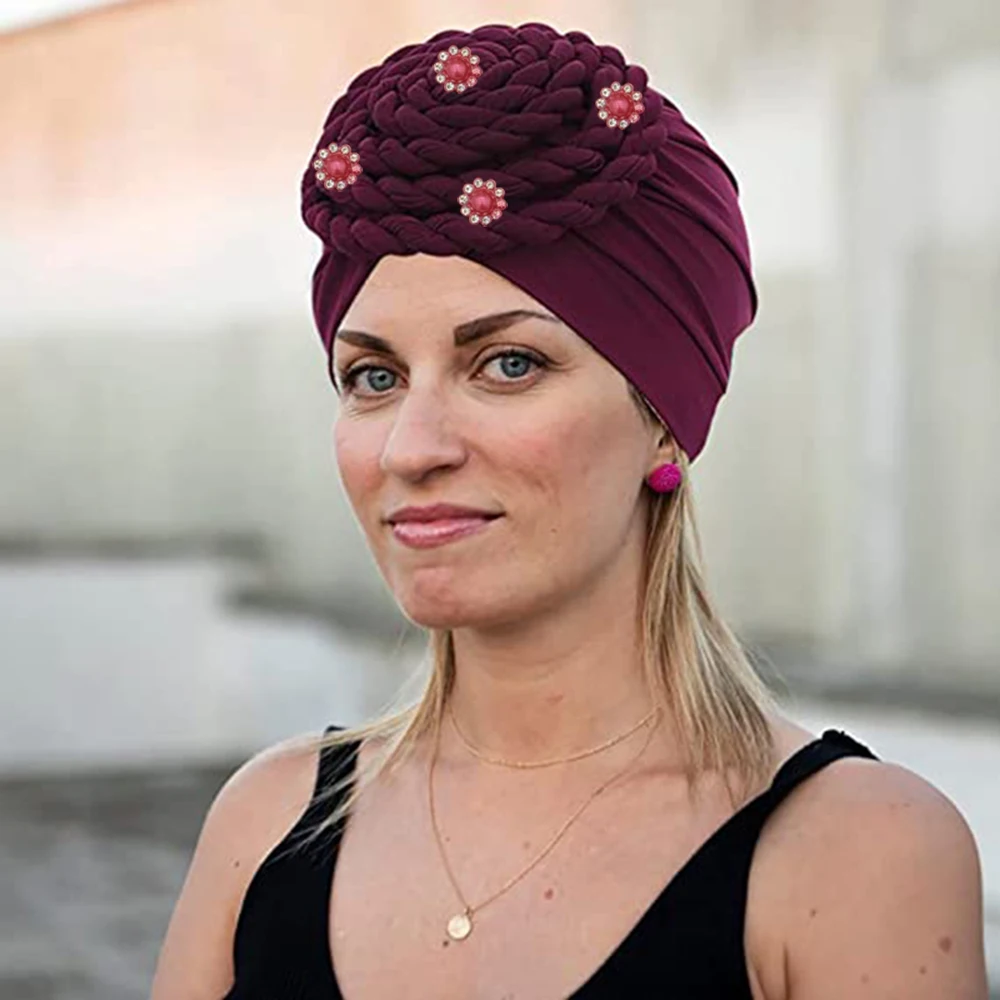 Top Trends: 2022 Trendy Braids Turban Bonnet Arab Wrap Head Scarf Ready To Wear Hijab Hat Muslim Headdress Woman Inner Hijab Turbante Mujer Shoppable Styles