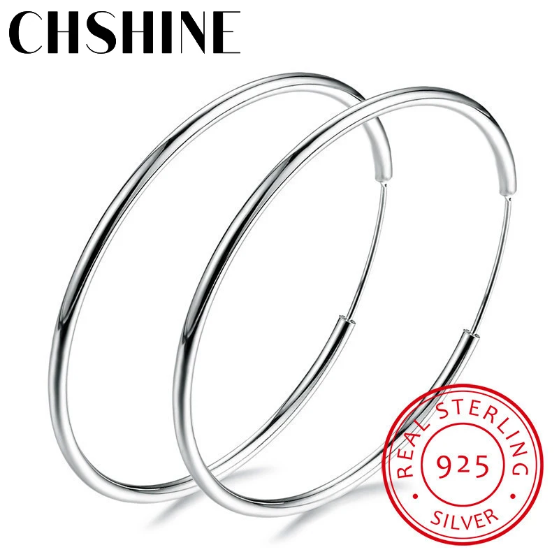 Top Trends: Women 100% 925 Sterling Silver Hoop Earring Round Circle Loop Gifts Box Packing Simple Silver Hoop Earrings Piercing Shoppable Styles