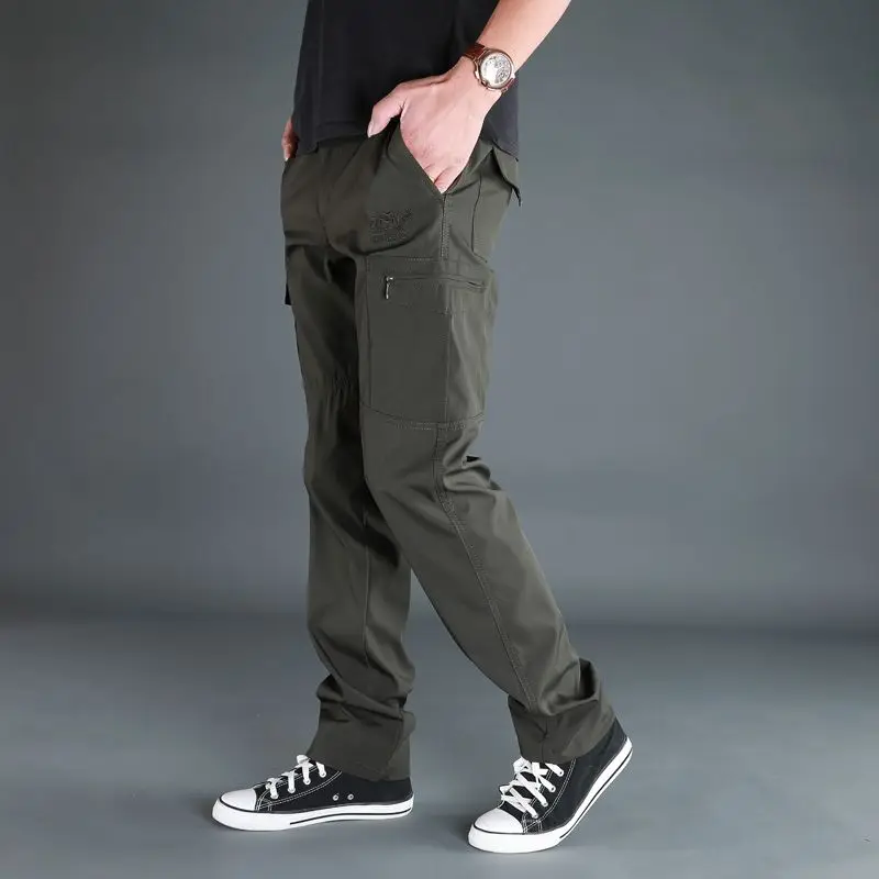 Top Trends: Outdoor Quick Dry Men Big Size Cargo Pants Streetwear Fashion Summer Thin Elastic Waist Male Sports Casual Baggy Wide Trousers Shoppable Styles