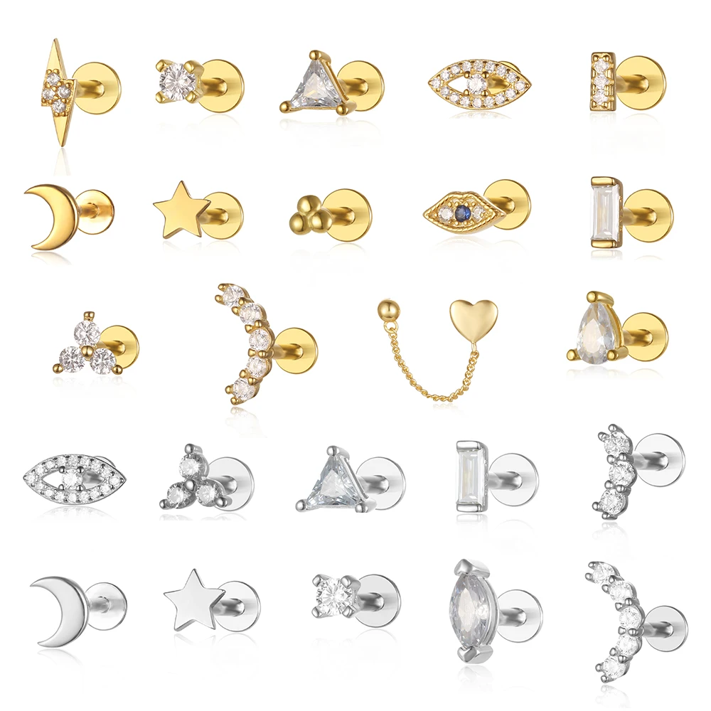 Top Trends: 1PC S925 Multi Size CZ Blue Eye Stud Earrings For Women Ear Piercing Screw Stud Earring Pendiente Gold Plated Jewelry Shoppable Styles