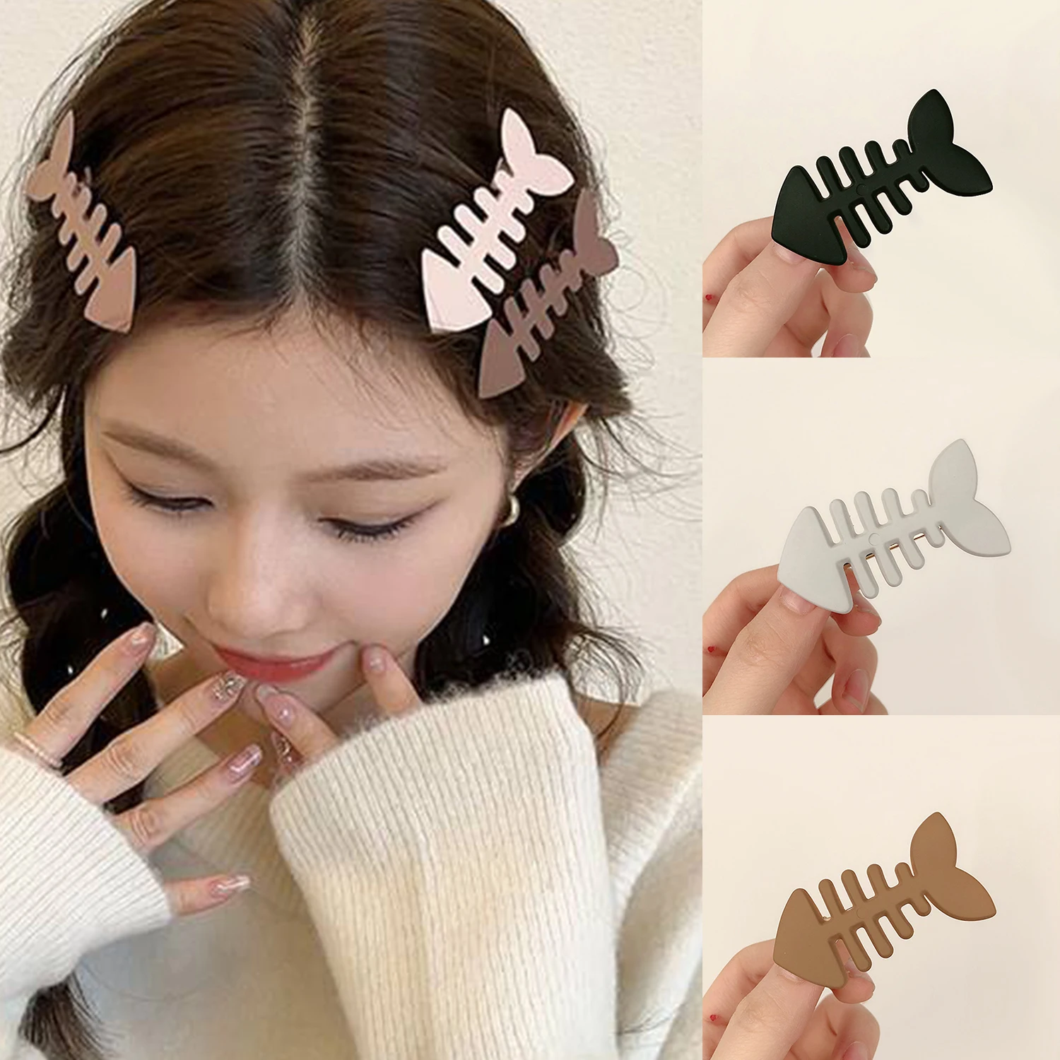 Top Trends: Creative Mini Solid Color Resin Fishbone Hairclips 5Colors Cute Bangs Metal Hairpins For Women Girls No Damage Hair Accessories Shoppable Styles