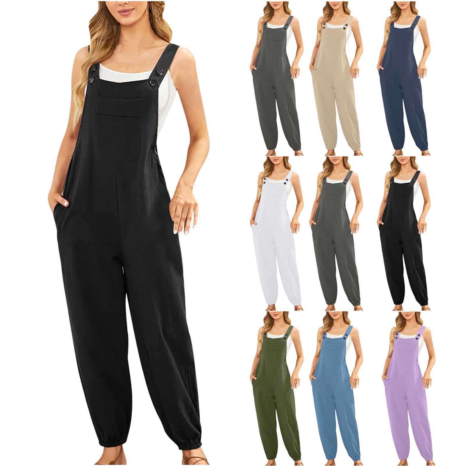 Top Trends: Cotton Linen Maternity Clothes Bib Pants Suspender Trousers Casual Women One-Piece Romper Overalls Wide Leg Jumpsuit Streetwear Shoppable Styles