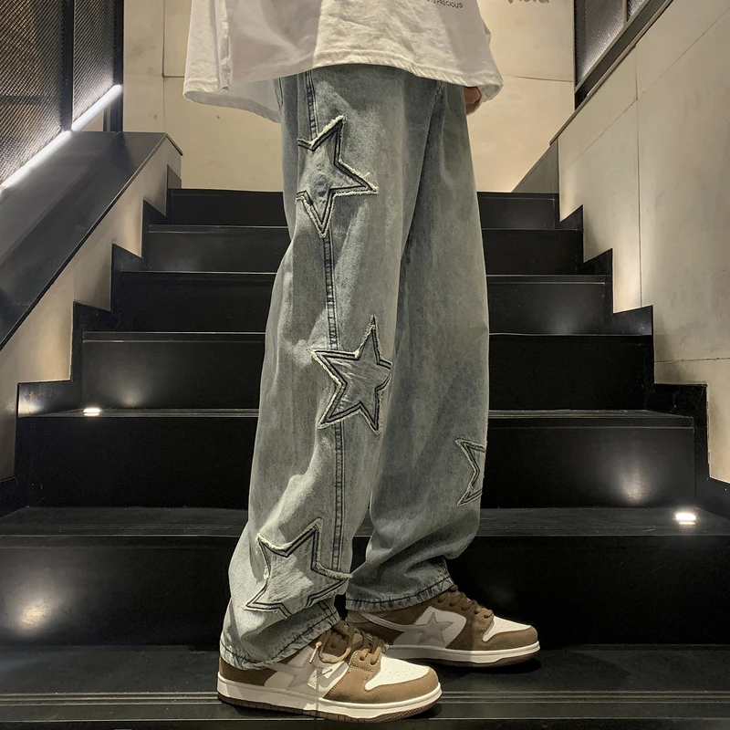 Top Trends: Y2K Vintage Men Korean Black Streetwear Oversize Star Aesthetic Straight Trousers Wide Leg Jeans Alt Denim Pants Women Clothes Shoppable Styles - Image 3