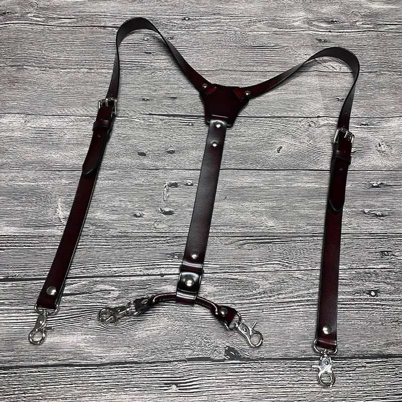 Top Trends: 2*115cm Vintage Genuine Leather Natural Men's Suspenders Adjustable Strap Buckle GUCUANNVIC Suspenders Man For Pants Shoppable Styles - Image 3