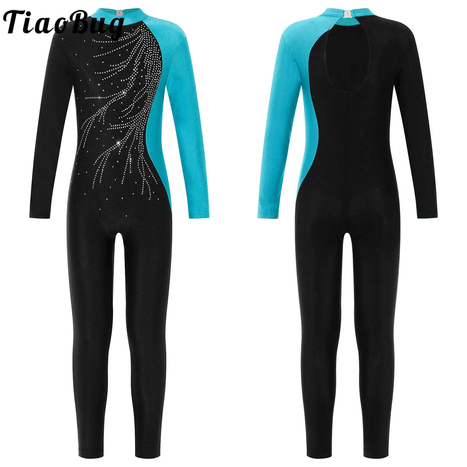 Top Trends: Kids Girls Long Sleeve Shiny Rhinestone Dance Gymnastics Leotards Bodysuit Stage Performance Dancewear Shoppable Styles