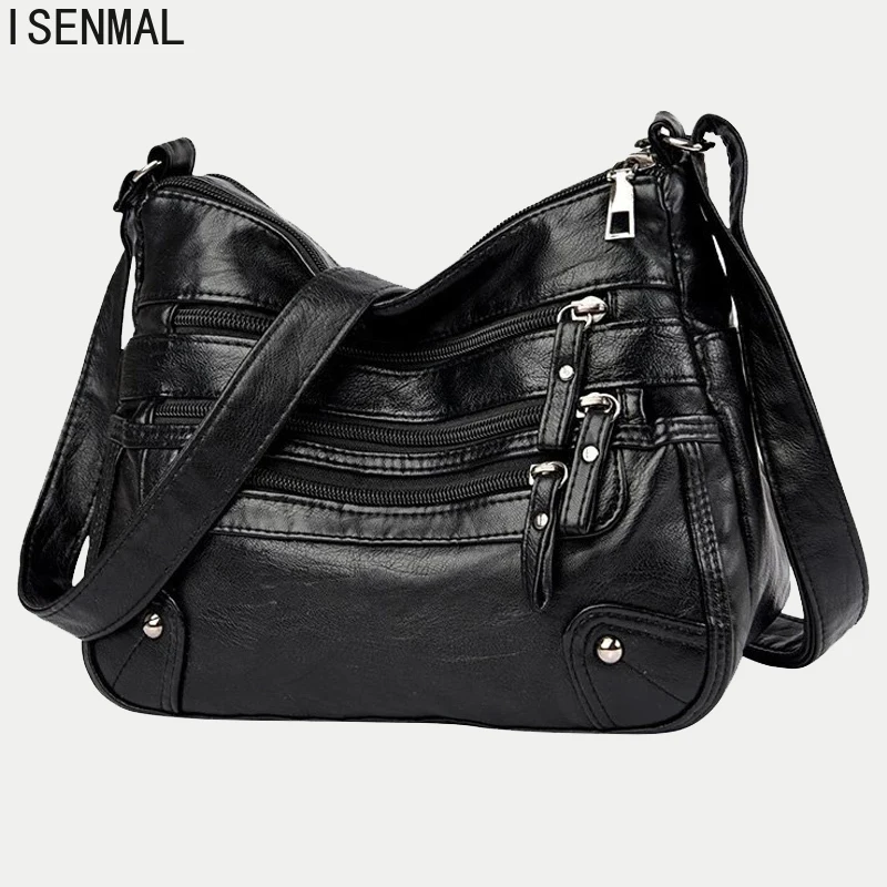 Top Trends: High Quality Women's Soft Leather Shoulder Bags Multi-Layer Vintage Crossbody Bag Luxury Designer Female Handbag And Purse Shoppable Styles