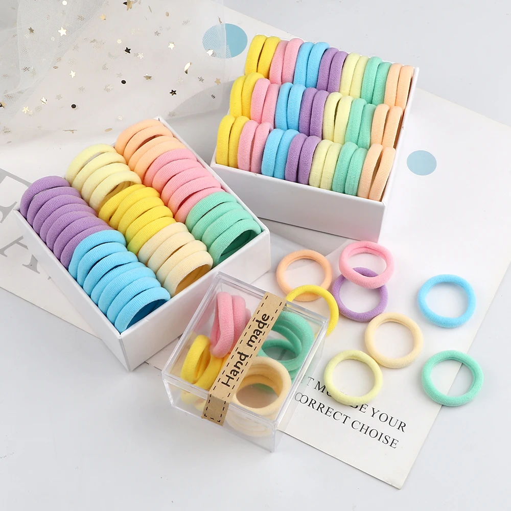 Top Trends: 50-100Pcs Girl Elastic Rubber Bands Kids Candy Color Hair Band Sweet Seamless Hair Ties Accessories Ponytail Gum Scrunchies Gift Shoppable Styles