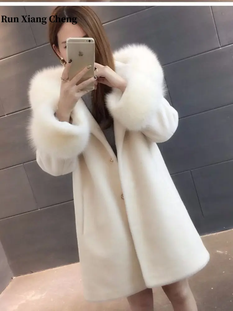 Top Trends: Women's Fur 2023 Autumn Winter New Hooded Imitation Fox Hair Fashion Winter Coat Commuter Style Elegant Slim Top Shoppable Styles