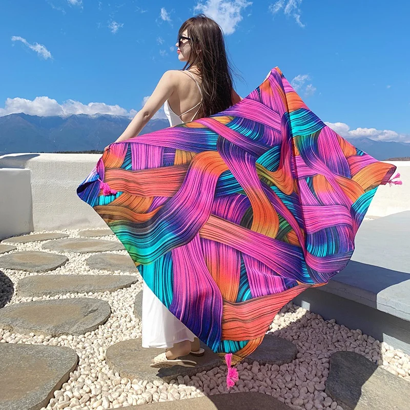 Top Trends: 28 Styles 90x180cm Travel Beach Sunscreen Scarve Bikini Large Shawl Sarong Wrap Scarf Women Brazilian Swimsuit Bathing Cover-ups Shoppable Styles