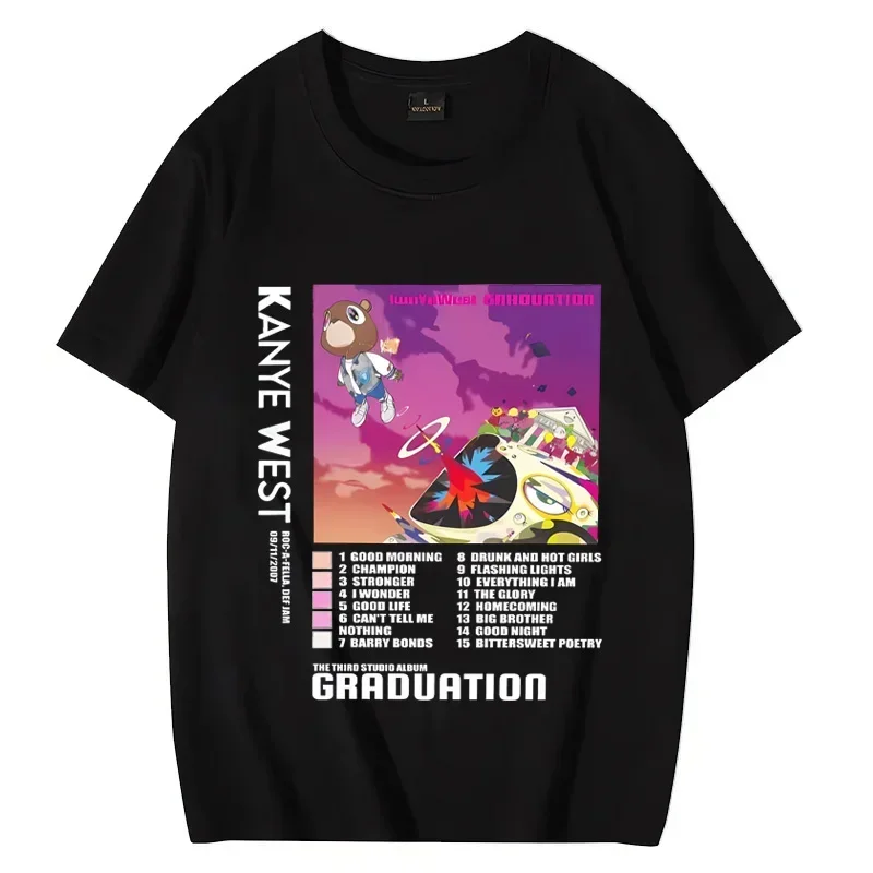 Top Trends: 2023 Summer Hot Sale Kanye West Graduation Graphics T-Shirt Men Women 90s Hip Hop Streetwear Oversized 100% Cotton Unisex Tee Shoppable Styles