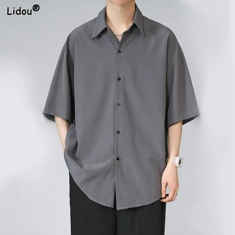 Top Trends: Classic Solid Shirts Business Casual Loose Button Man Turn-down Collar Short Sleeve Straight Formal Capable Men&#039;s Clothing 2023 Shoppable Styles