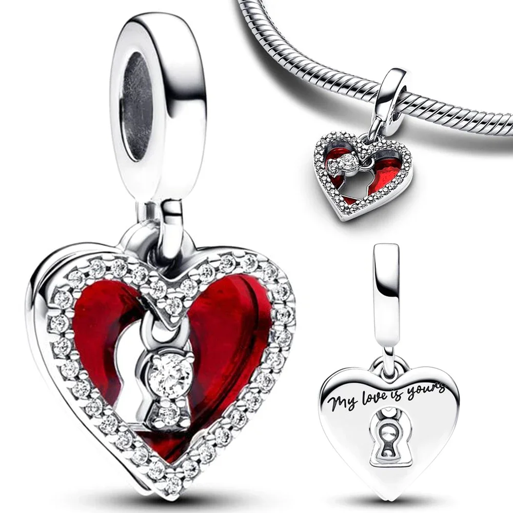 Top Trends: 925 Sterling Silver Red Heart Love Charms Beads Fit Pandora Bracelet Silver 925 Original Charms For Jewelry Making Gifts Shoppable Styles