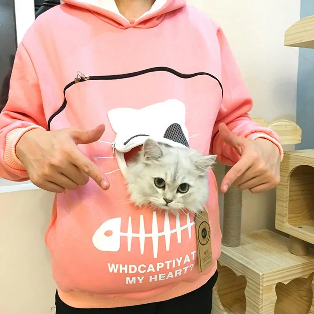 Top Trends: Sweatshirt Cat Lovers Hoodie Kangaroo Dog Pet Paw Pullovers Cuddle Pouch Sweatshirt Pocket Cartoon Lady Hoodie With Cat Nest Shoppable Styles