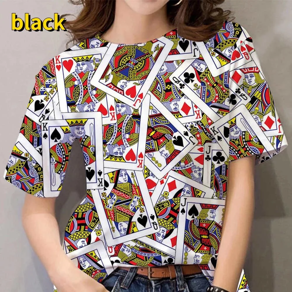 Top Trends: Female Fashion Playing Cards 3D Print Shirts Ladies Tops Sleeves Casual Fun Clothes Women Tees Shoppable Styles