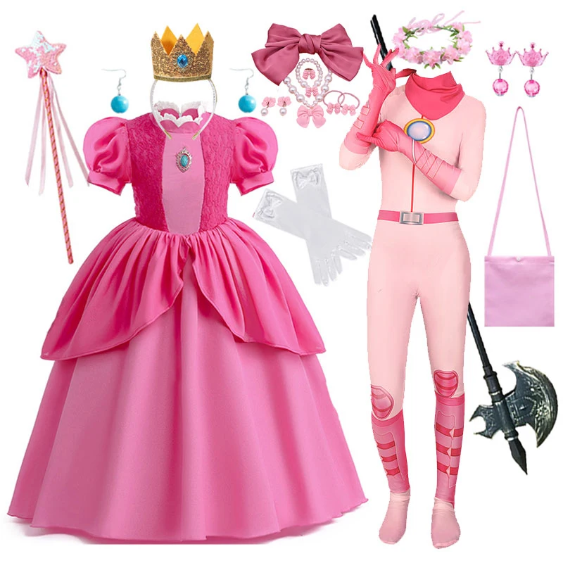 Top Trends: Cosplay Peach Princess Dress For Girls Disguise Carnival Deluxe Anime Costume Toddler Kids Jumpsuits Party Gowns Clothes 3-10T Shoppable Styles