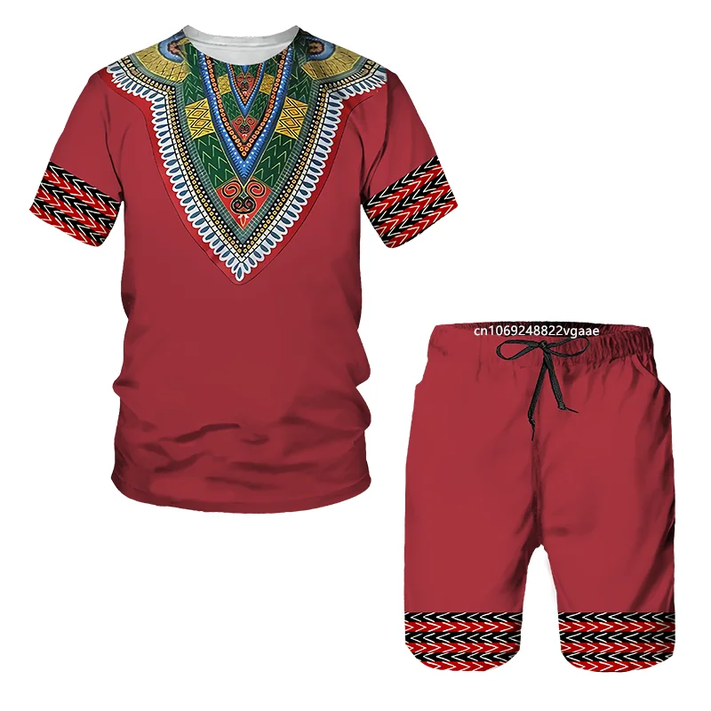 Top Trends: Dashiki T Shirt Set African Clothes For Men Traditional Wear Clothing Short Sleeve Casual Retro Streetwear Vintage Ethnic Style Shoppable Styles