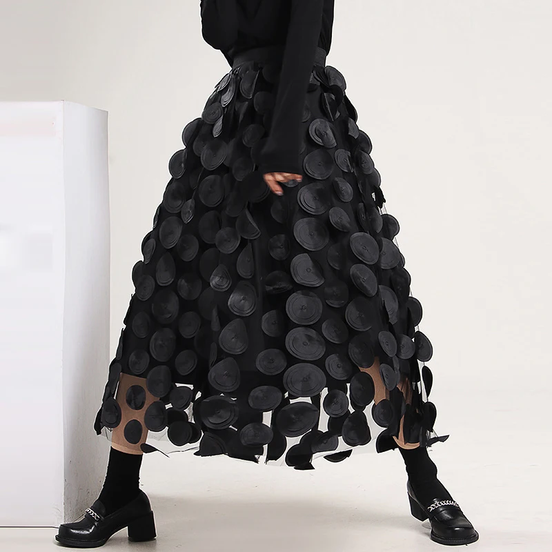 Top Trends: 2023 Spring New Women Black Mesh Long Skirts Fashion Elastic High Waist Tulle Skirt Female Casual Streetwear A-Line Skirt Shoppable Styles