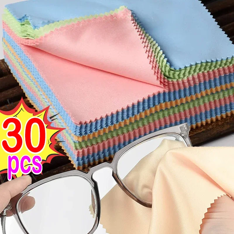 Top Trends: 30pcs Microfiber Cleaning Cloth High Quality Chamois Glasses Cleaner For Glasses Cloth Len Phone Screen Cleaning Wipes Wholesale Shoppable Styles