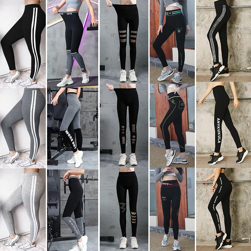 Top Trends: 2023 New Classic Striped Cotton Leggings Women Gray Large Size Casual Sport Gym Push Up Leggins Mujer Hollow Out Slim Pants XXXL Shoppable Styles - Image 6