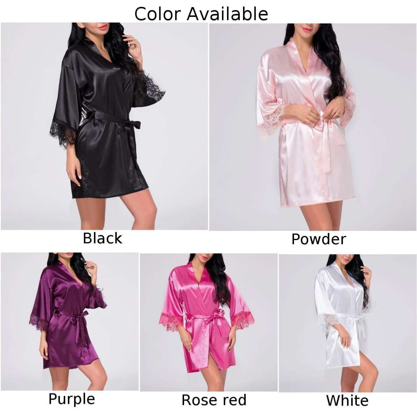 Top Trends: Womens Sexy Sleepwear Lace Long Bride Kimono Robe Satin Silk Night Dressing Gown Lady Satin Robe Wedding Bride Bridesmaid Dressi Shoppable Styles