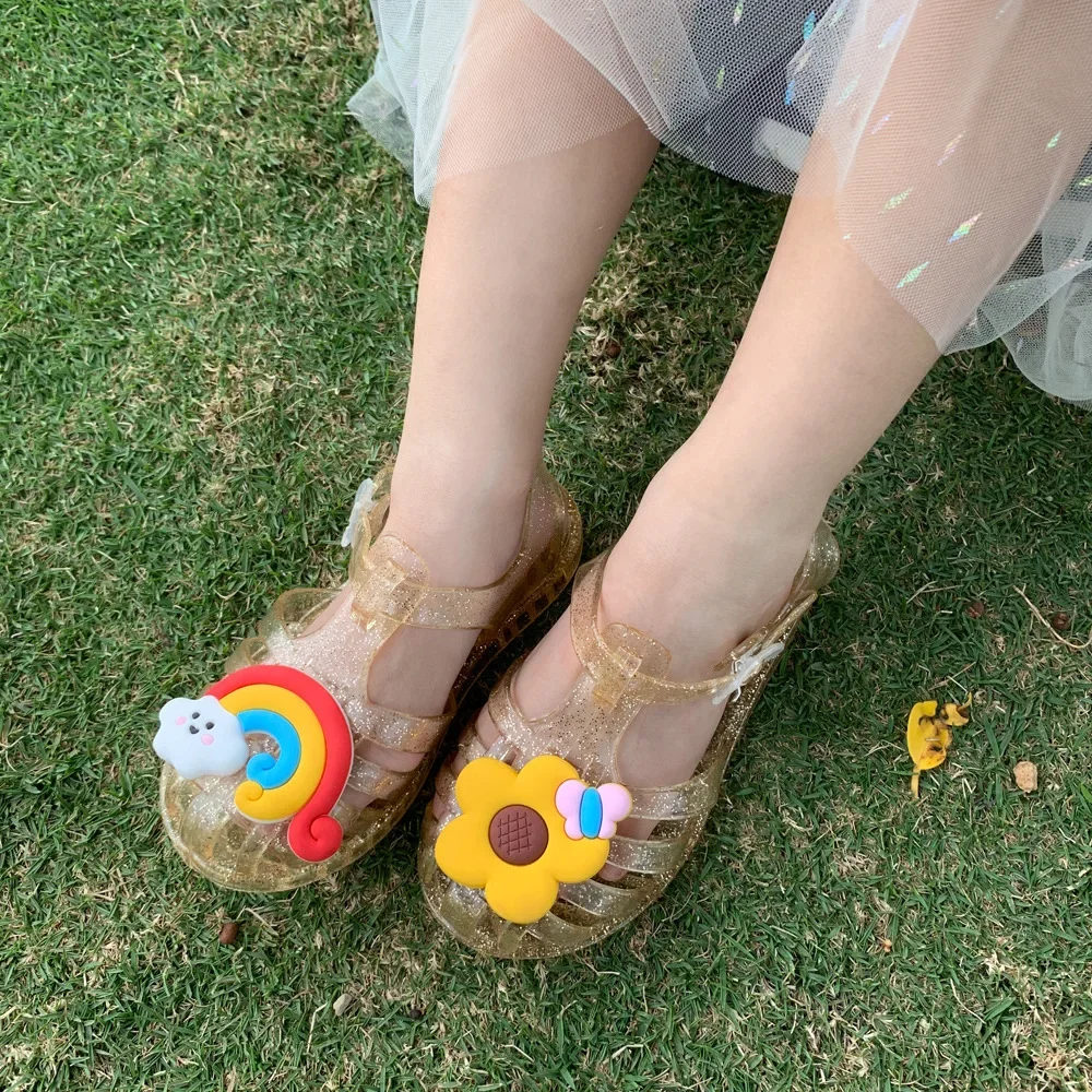 Top Trends: New Girls Sandals Summer Cute Bling Rainbow Jelly Shoes Toddlers Princess Shoes Kids Crystal Beach Shoes Children Girls Sandals Shoppable Styles