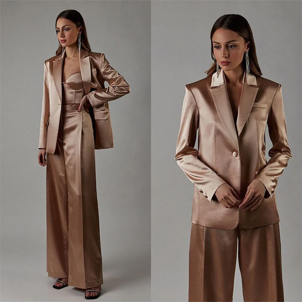 Top Trends: Silk Satin 3 Pcs Women Suits Blazer+ Bra+ Pants Lady Office Tuxedos Formal Work Party Prom Dress Pants Suit Set Custom Size Shoppable Styles