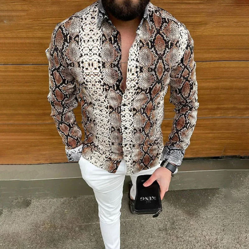 Top Trends: Men's Shirt Shirt Snake Totem Sub -sleeve Character Soft Material 2023 New Casual Outdoor Snakeskin Graphics Shoppable Styles