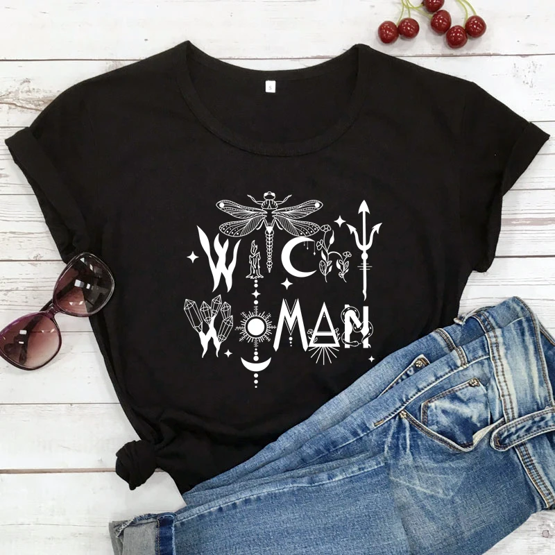 Top Trends: Witchy Woman Print Short Sleeve T-shirt Gothic Graphic Women T Shirt Streetwear Fashion Woman Blouses 2022 Tees Y2k Clothes Tops Shoppable Styles